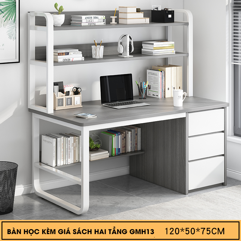Bàn học kèm giá sách đôi GMH13 gọn gàng chắc chắn 63 Bàn học kèm giá sách đôi GMH13 gọn gàng chắc chắn 63