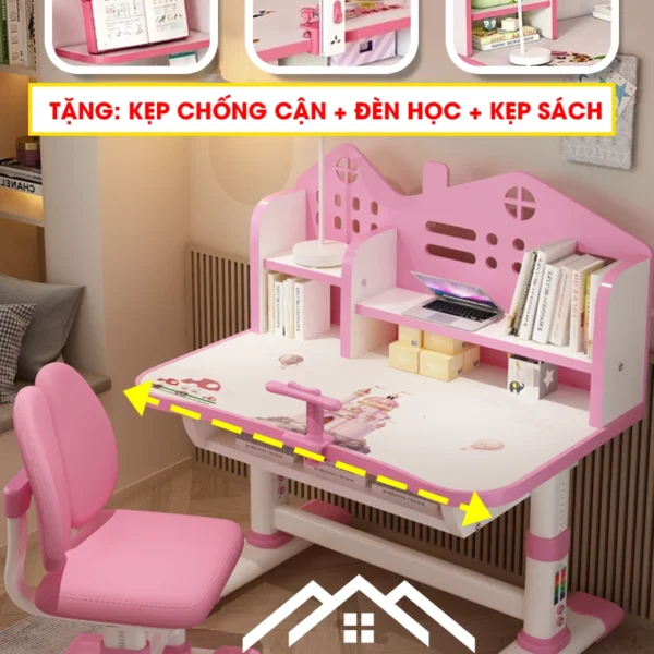 Bàn Học Kèm Giá Sách GMH63 - Giải Pháp Hoàn Hảo Chống Gù, Chống Cận Cho Bé (Kèm Ghế) - Ảnh 2