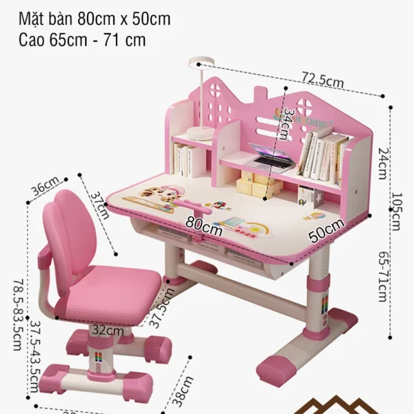 Bàn Học Kèm Giá Sách GMH63 - Giải Pháp Hoàn Hảo Chống Gù, Chống Cận Cho Bé (Kèm Ghế) - Ảnh 8