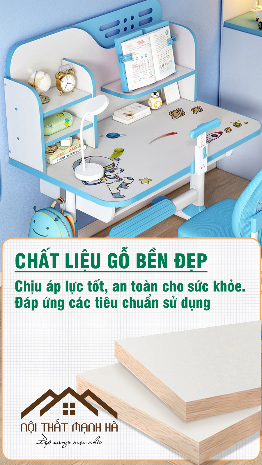 Bộ Bàn Học Chống Gù Thông Minh GMH64 Bảo Vệ Cột Sống Cho Bé - Hoàng Khôi Furniture Bộ Bàn Học Chống Gù Thông Minh GMH64 Bảo Vệ Cột Sống Cho Bé - ảnh 4