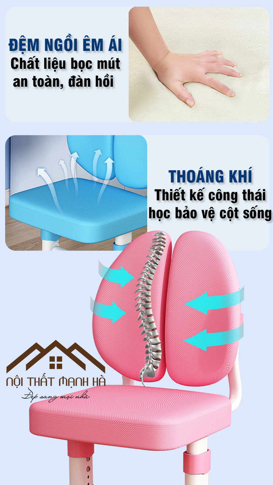 Bộ Bàn Học Chống Gù Thông Minh GMH64 Bảo Vệ Cột Sống Cho Bé - Hoàng Khôi Furniture Bộ Bàn Học Chống Gù Thông Minh GMH64 Bảo Vệ Cột Sống Cho Bé - ảnh 3