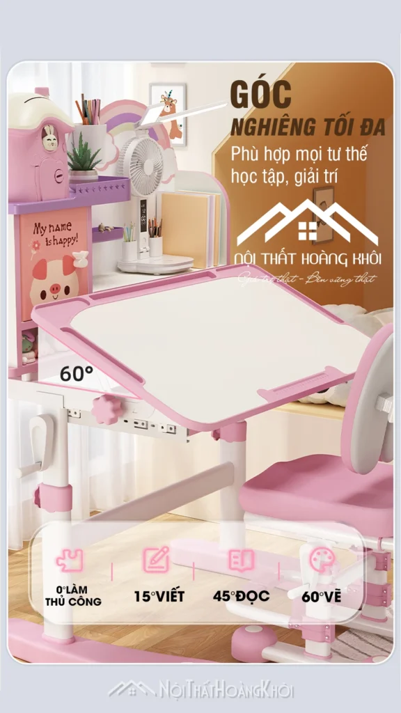 Bộ b&agrave;n học cho b&eacute; GMH99 c&oacute; k&eacute;t sắt mini h&igrave;nh c&acirc;y nấm đ&aacute;ng y&ecirc;u - ảnh 1