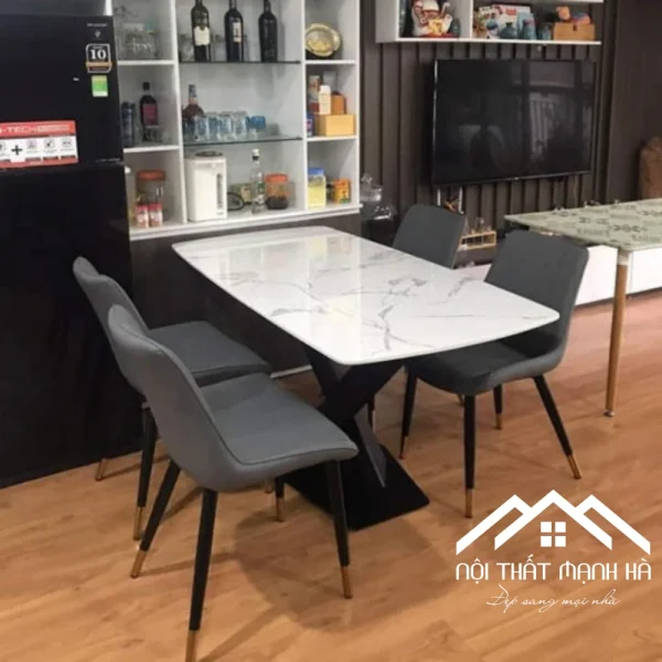 Bộ Bàn Ăn 4 Ghế Mặt Đá Nhập Khẩu GMH113 Sang Trọng, Hiện Đại, Giá Tốt