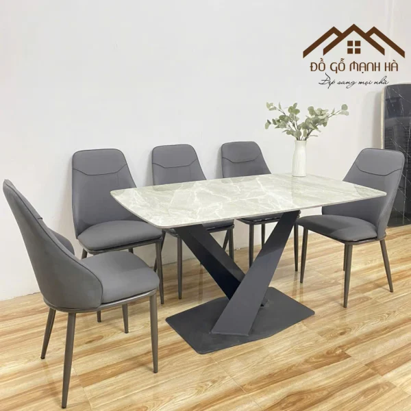 Alternative view of Bộ Bàn Ăn 6 Ghế Da Cleo Mặt Đá Cách Tân - Tô Điểm Không Gian Ăn Uống Hiện Đại