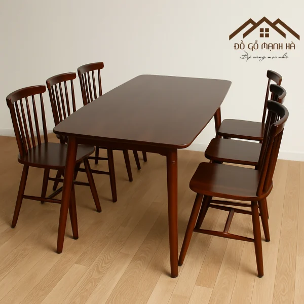 Alternative view of Bộ Bàn Ăn Gỗ Sồi 6 Ghế Màu Nâu – Thiết Kế Sang Trọng, Đẳng Cấp Không Gian Bếp
