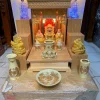 Combo Bàn Thờ Thần Tài Gỗ Sồi Màu Trần - Thiết Kế Hiện Đại Kèm Đèn Sen (Mã TT2)