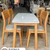 Bộ bàn ăn gỗ Sồi mặt phối đá vân mây trắng màu nâu óc chó 622 64