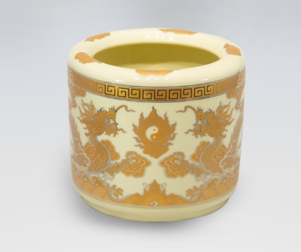Bát Hương rồng vàng-Gốm sứ Bát Tràng men Vàng Kem