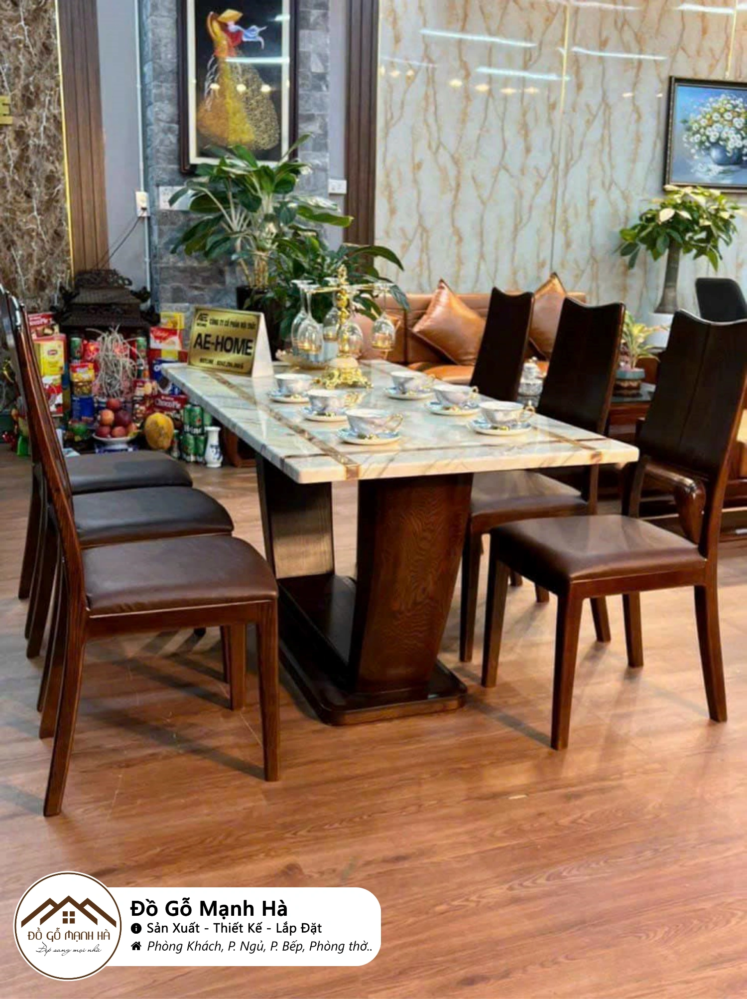 Bộ bàn ăn gỗ Sồi mặt đá Ceramic chân chữ U 631 60 Bộ bàn ăn gỗ Sồi mặt đá Ceramic chân chữ U 631 60
