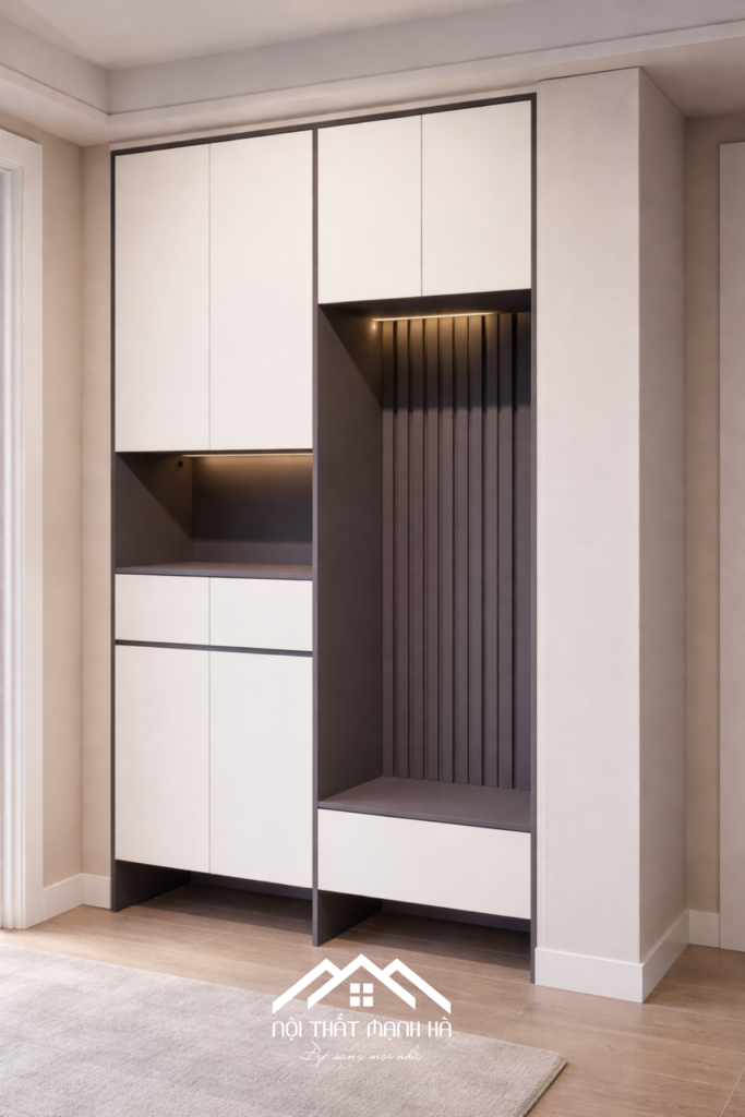 Tù giày âm tường có chỗ ngồi kích thước ngang 135 cao 255 sâu 400 - Hoàng Khôi Furniture Tù giày âm tường có chỗ ngồi kích thước ngang 135 cao 255 sâu 400 - ảnh 1